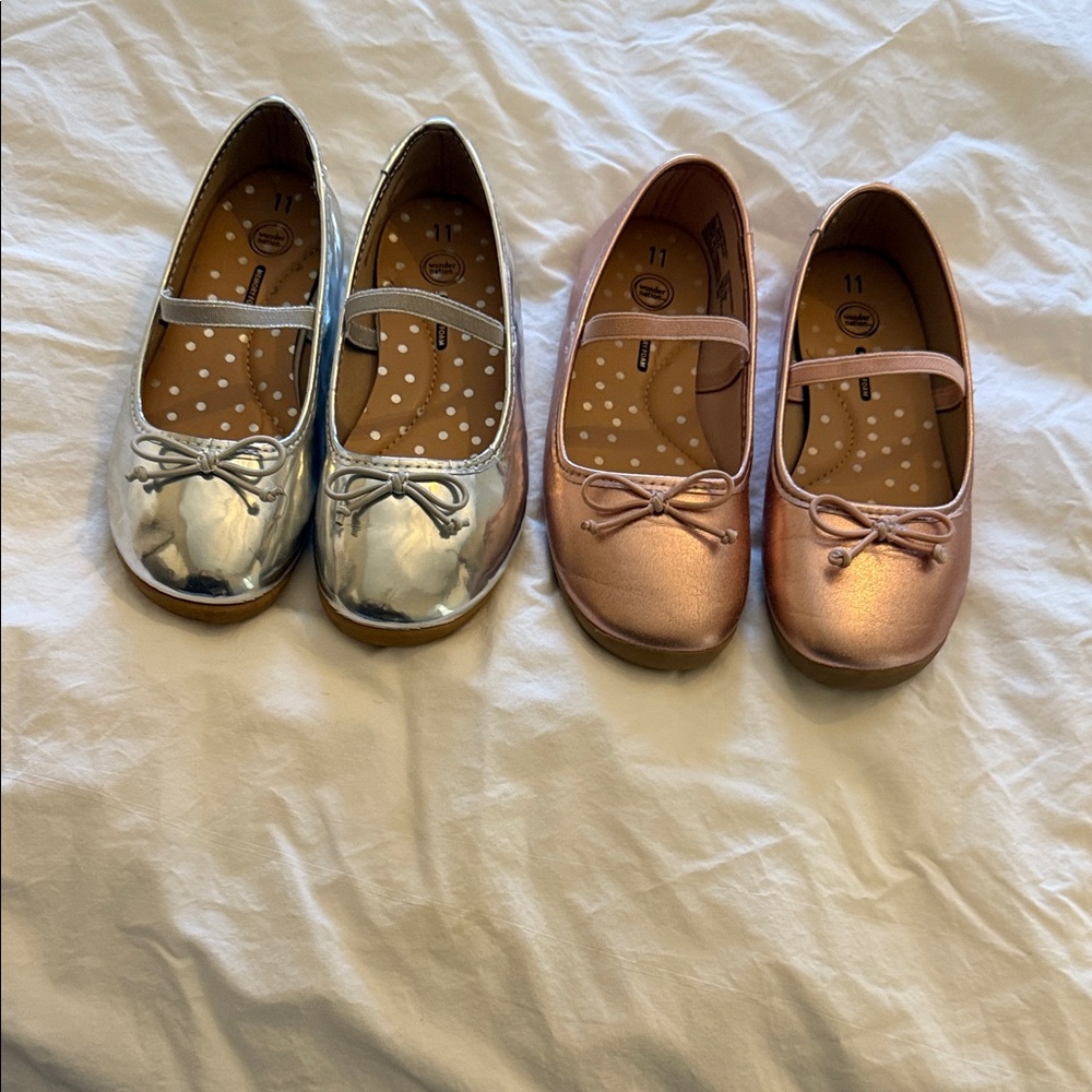 Wonder Nation Girls Shoes - Metallic Silver and Rose Gold